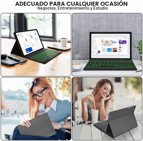 Vista 8 de Funda con teclado para Samsung Galaxy Tab A11 Plus / A9 Plus de 11 pulgadas, con retroiluminación Bluetooth A9+ con soporte para bolígrafo S