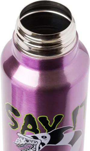 Vista 5 de Silver Buffalo Beetlejuice - Botella de agua de acero inoxidable con correa "Say it Three Times" con gusano de arena, 27 onzas