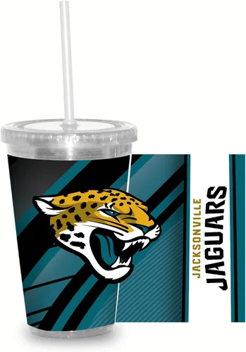 Vista 20 de Vaso transparente de fútbol NFL de 16 onzas con popote para fanáticos de la NFL