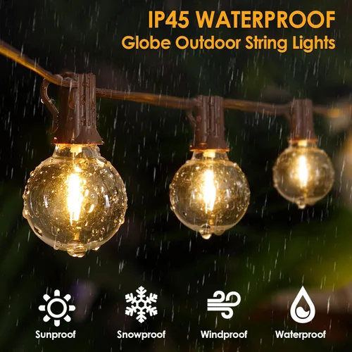 Vista 4 de Mlambert Luces de Cadena LED para Exteriores de 100 Pies, Luces Regulables para Patio Globo G40 con 50+3 Bombillas Impermeables Inastillables