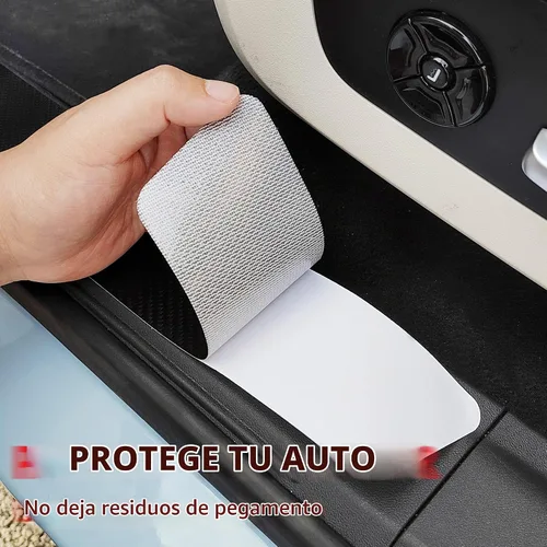 Vista 3 de Protectores de borde de puerta de automóvil de fibra de carbono, calcomanías protectoras de umbrales de puerta de automóvil antiarañazos e