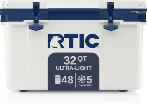 Vista 10 de RTIC Enfriador duro ultraligero de 32 cuartos de galón, baúl de hielo portátil aislado de 13 libras, capacidad de 48 latas, retención de hielo de 5