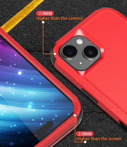 Vista 5 de Diverbox Funda para iPhone 15 Plus - Rojo