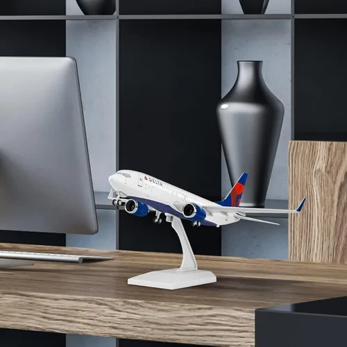 Vista 4 de Joylludan 1:130 Delta Plane Modelo Aleación Diecast Aviones con luz LED