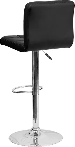 Vista 6 de Flash Furniture Kathleen - Taburete de bar contemporáneo de vinilo acolchado negro con altura ajustable con base cromada