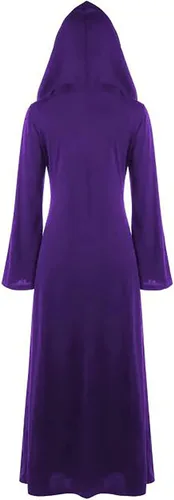 Vista 5 de Vestido renacentista con corsé de manga larga, capa con capucha, corsé con cordones, disfraz de Halloween