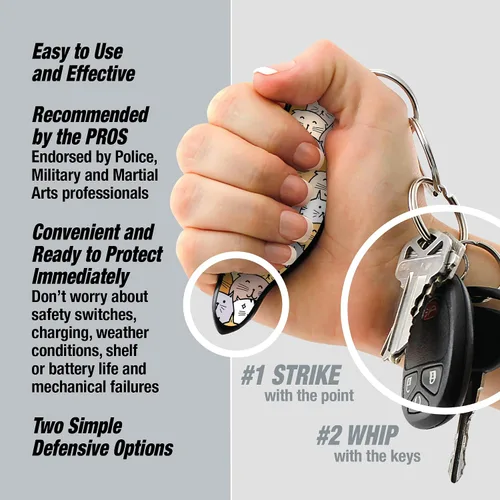 Vista 2 de MUNIO Llavero de autodefensa Herramienta de seguridad ligera, elegante y portátil para mujeres y hombres Kubotan no letal, fácil de usar, Gatos