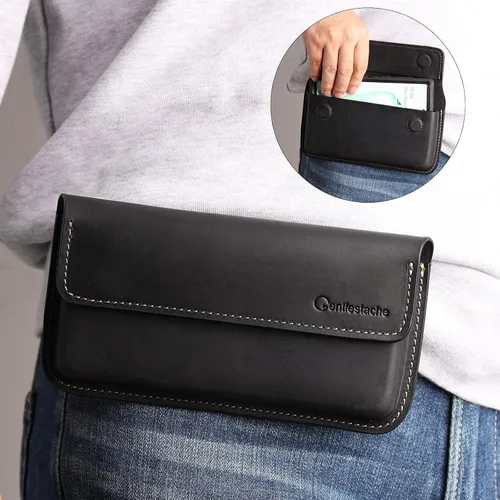Vista 2 de Gentlestache Funda grande de cuero para iPhone 14 Pro 13 Pro, funda con tapa para Galaxy S23 S22, soporte para cinturón con clip, funda protectora