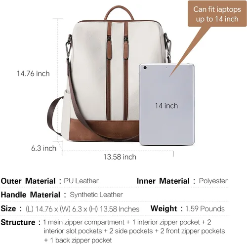 Vista 19 de CLUCI - Mochila de cuero para mujer, convertible, grande, para viajar, de diseñadora, moda, casual, bolso de hombro universitario