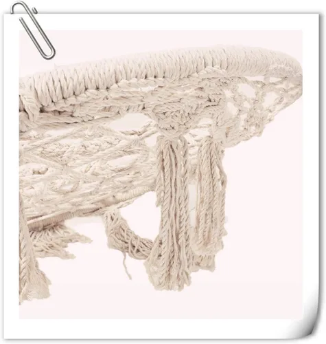 Vista 3 de Caromy Silla hamaca de macramé, silla colgante de malla, columpio de cuerda de algodón duradero para dormitorio, patio, jardín, terraza, patio