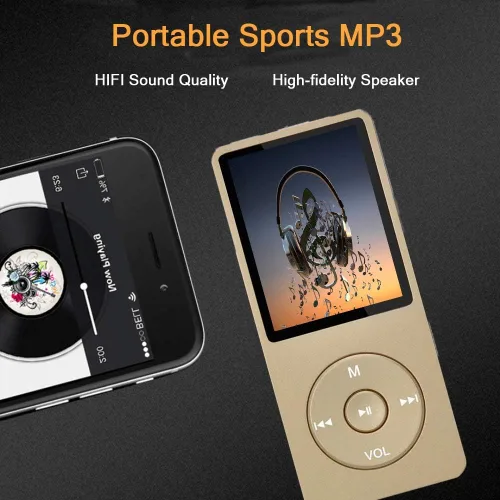 Vista 3 de Reproductor de MP3, reproductor de música con tarjeta micro SD de 16 GB, altavoz integrado/foto/reproducción de video/radio FM/grabadora