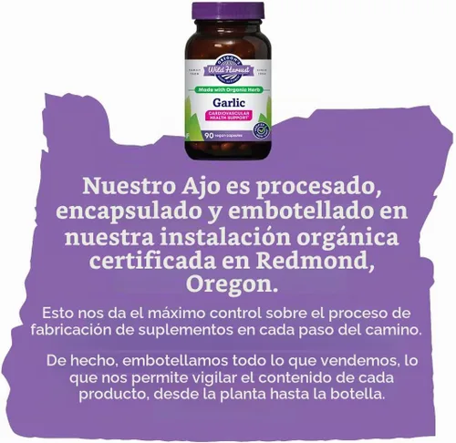 Vista 5 de Oregon's Wild Harvest, Cápsulas de ajo orgánicas certificadas, sin OMG, 1575 MGS, 90