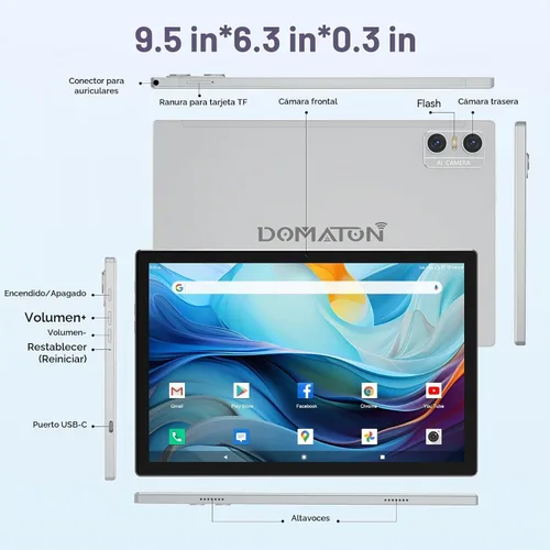 Vista 6 de Tableta Android 14 2025 Tablets más recientes, tableta de 10 pulgadas (4+4) GB RAM 64 GB ROM 1 TB de expansión, tabletas 2 en 1 con teclado, Plateado
