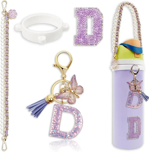 Vista 61 de Letter Handle Strap Accessories with Cute Initial Charm Compatible with Owala Water Bottle 24oz 32oz 40oz Owala Kids