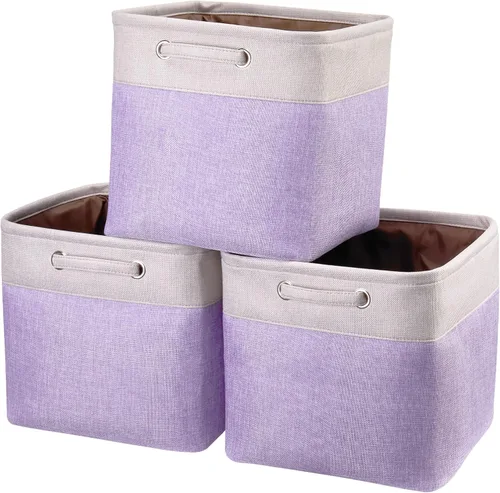 Vista 12 de Paquete de 3 cubos de almacenamiento de 13 x 13 x 13 pulgadas, cajas de almacenamiento de tela con marco de metal y forro de espuma, organizador