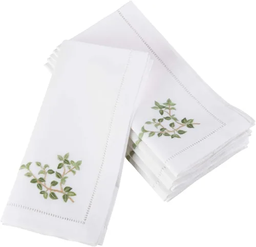 Vista 83 de Juego de 6 servilletas bordadas de magnolia hechas a mano con borde cosido