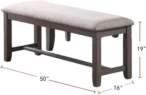 Vista 5 de simple relax Dasher - Juego de comedor de madera de 6 piezas, gris y beige