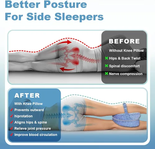 Vista 6 de Almohada de rodilla para las personas que duermen de lado, almohada de pierna para dormir, almohada de rodilla con correa, almohada de alineación