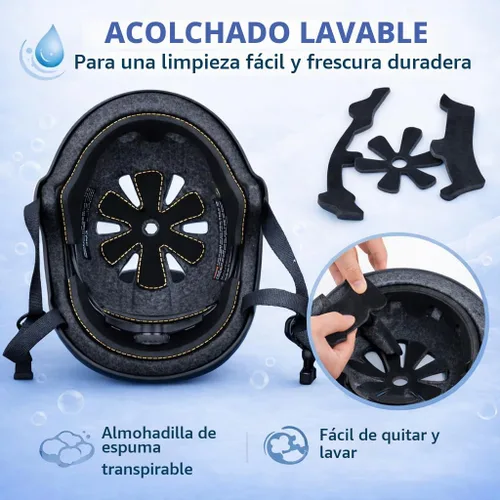 Vista 5 de Casco de patineta, casco BMX, casco multideporte, casco de bicicleta para niños, jóvenes, hombres, mujeres