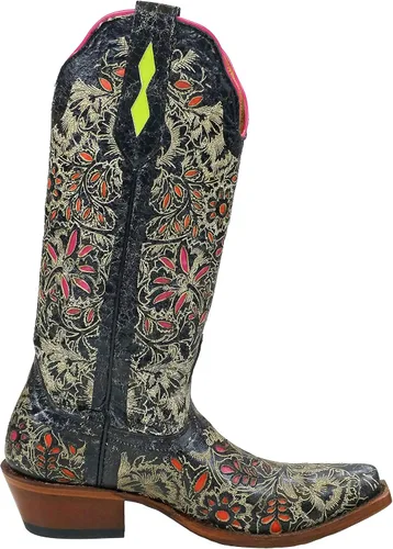 Vista 4 de Johnny Ringo Legacy Collection Granero Negro Floral Incrustación 922-37T
