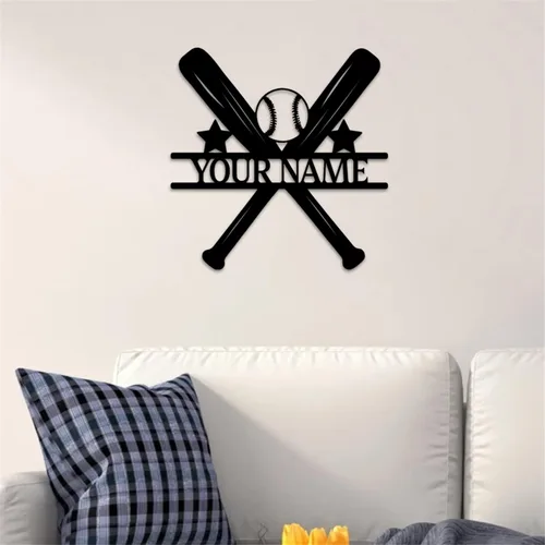 Vista 3 de Luz nocturna de béisbol con nombre personalizado para niños y hombres, arte de pared de béisbol personalizado, letrero de jugador de béisbol