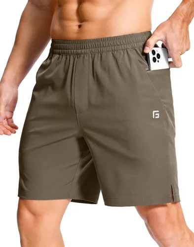 Vista 81 de GGJ Pantalones cortos deportivos ligeros para hombre con 2 bolsillos con cremallera de 7/5/9 pulgadas, pantalones cortos de tenis de secado rápido