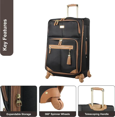 Vista 2 de Steve Madden Colección de equipaje de diseñador Maleta ligera y expandible para hombres y mujeres Bolsa de transporte duradera de 20 pulgadas