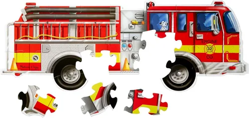 Vista 5 de Enorme rompecabezas de camión de bomberos para piso de Melissa & Doug, (24 unidades, 4 pies de largo)