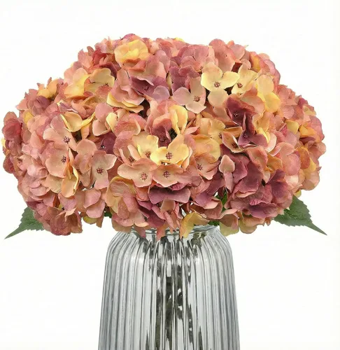 Vista 16 de 2 ramos de flores artificiales de hortensias de seda negra de 20 pulgadas