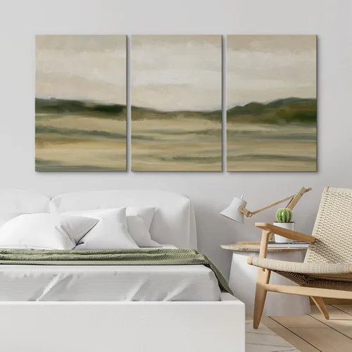 Vista 77 de wall26 Lienzo enmarcado para pared, juego de arte de acuarela pastel, paisaje rural, ilustraciones con formas abstractas, arte moderno, decorativo