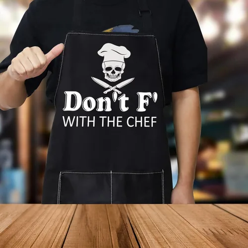 Vista 6 de WZMPA Divertido delantal de cocina ajustable para cocinar, regalos de chef Don't f' With The Chef Baking Grill Delantales para papá y hombres