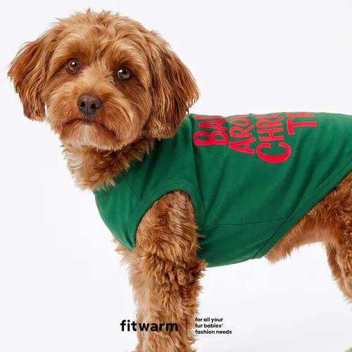 Vista 3 de Fitwarm Barkin' Around the Christmas Tree - Camisa para perro, ropa navideña para perros pequeños, niños y niñas, camiseta sin mangas festiva