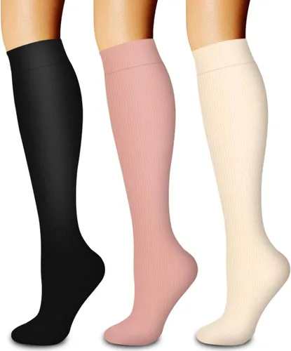 Vista 47 de Paquete de 3 pares de calcetines de compresión médica para mejorar la circulación de mujeres y hombres, para correr, hacer deporte y amamantar