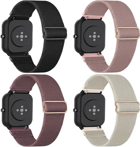 Vista 10 de Paquete de 4 correas elásticas de nailon compatibles con Amazfit GTS/GTS 2/GTS 2 mini/GTS 2e/GTS 3/GTS 4/GTS 4 Mini, correas de reloj suaves