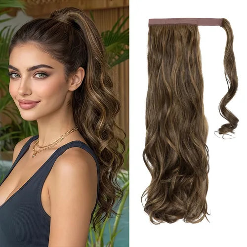 Vista 48 de CJL HAIR 14" Extensión de cola de caballo corta con cabello rizado y ondulado, clip en la cola de caballo, extensión de pelo sintético falso