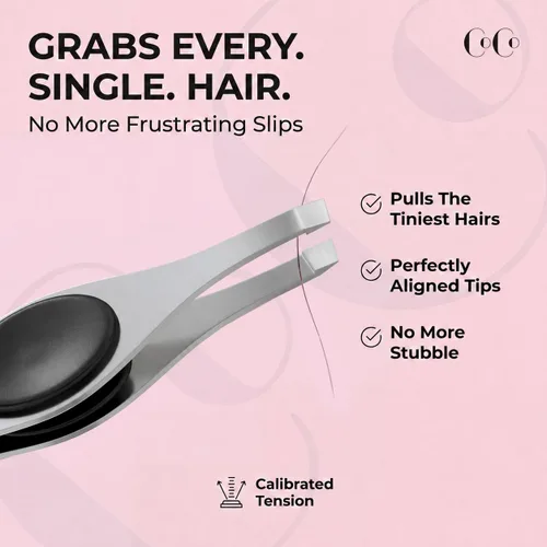 Vista 2 de Precision Tweezers for Eyebrows & Facial Hair Removal, Stainless Slant Tip Pinzas profesionales perfectamente alineadas y calibradas para pelos