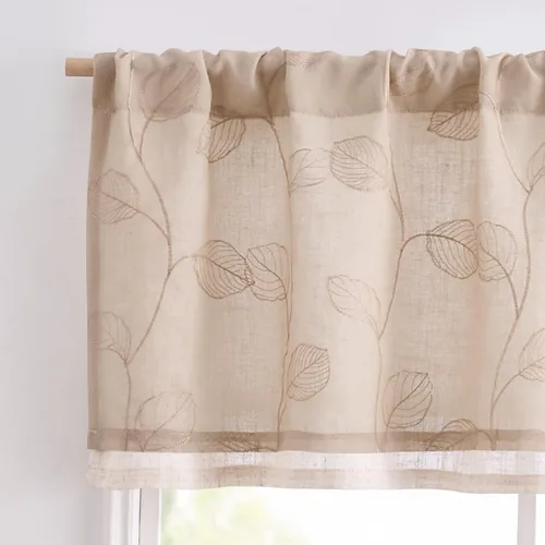 Vista 16 de Jinchan - Cenefa con volantes para cocina, cenefa de lino arrugado y cruzado, estilo shabby chic de casa de campo y cabaña, para sala de estar