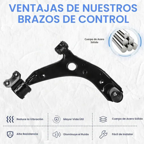 Vista 3 de Brazos de control delanteros inferiores con rótulas, enlaces de barra estabilizadora, extremos de barras de dirección, kit de suspensión para Mazda