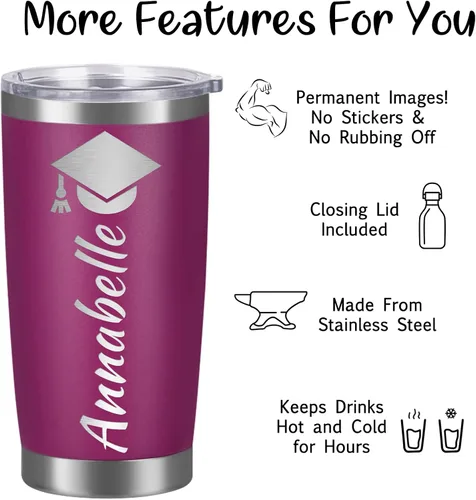 Vista 6 de Vasos personalizados con tapas, vasos personalizados con nombre grabado láser, tazas de café de viaje aisladas, regalo para mujeres, madres
