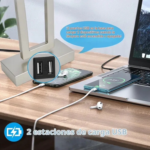 Vista 3 de BrightWe Juego de 2 lámparas de mesa para dormitorio, lámparas de mesa de control táctil con 2 puertos USB, lámparas de mesita de noche regulables