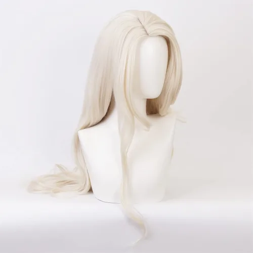 Vista 3 de Aadesso Peluca de cosplay de Elsa larga rubia ondulada para mujer, disfraz diario (para adultos)