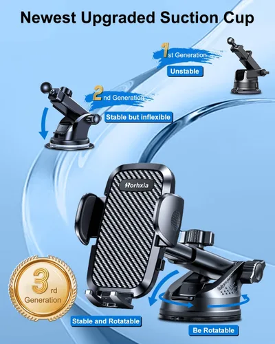 Vista 2 de Rorhxia Soporte para teléfono 3 en 1 para coche [Ventosa más estable y flexible 2025] Soporte para teléfono celular para salpicadero, parabrisas