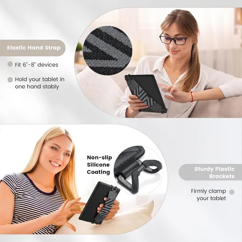 Vista 5 de Moko Correa de mano Kindle para Kindle eReaders Fire de 6 a 8 pulgadas, Kindle/Kobo/Voyaga/Lenovo/Sony Kindle E-Book Tablet, alta elasticidad