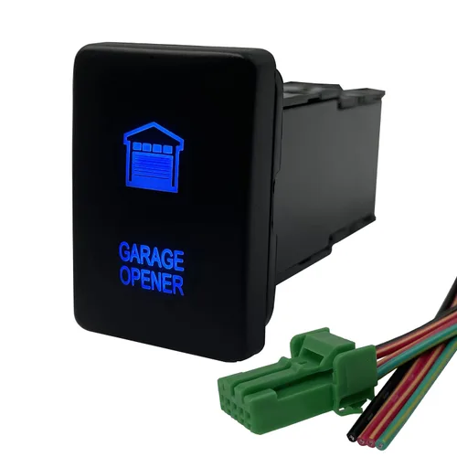 Vista 18 de Interruptor de botón de LED azul AIR COMP para Toyota Sequoia Highlander Landcruiser Tacoma 4Runner Highlander 3 amperios 12 V Botón de encendido