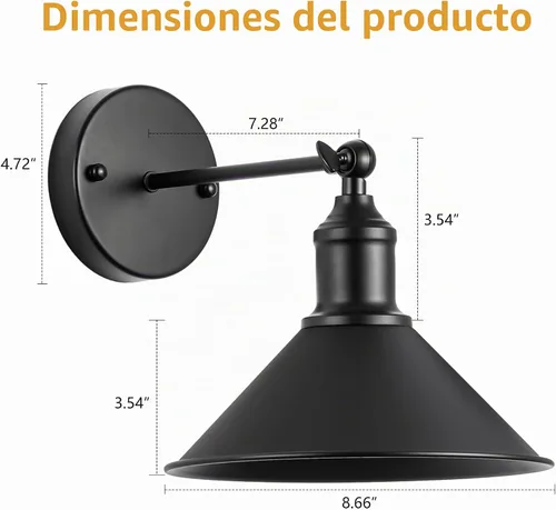 Vista 3 de Juego de 2 apliques de pared inalámbricos vintage negros a pilas, luces LED inalámbricas con control remoto, para dormitorio, casa de campo