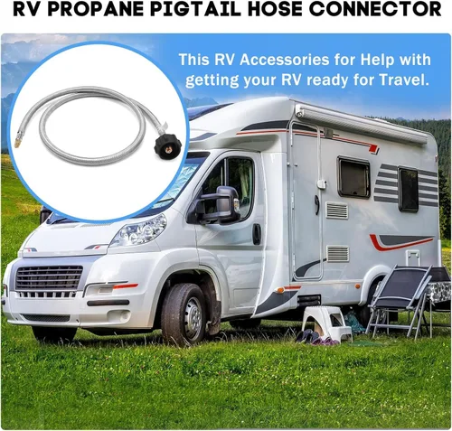 Vista 6 de Manguera de propano RV de 3 pies y 1/4 pulgadas con bengala macho, conector