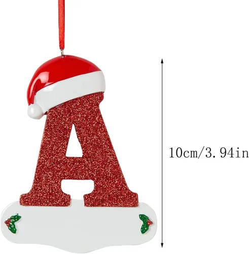 Vista 6 de Adornos de Navidad personalizados de 26 letras, mesa de decoración navideña para interiores (A)