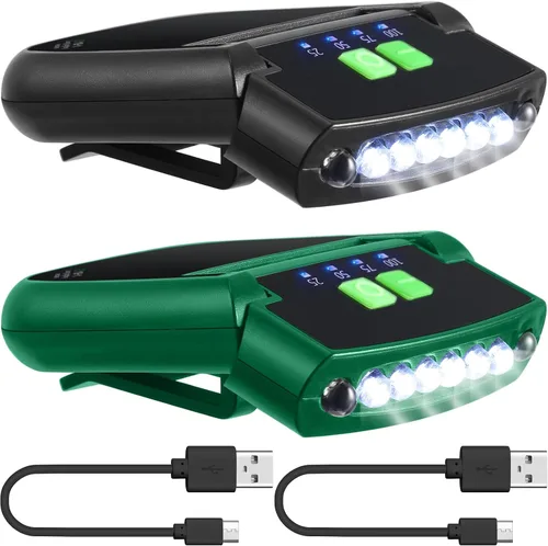 Vista 17 de Mudder Linterna LED con clip para gorra USB recargable, linterna impermeable ultra brillante para sombrero, linterna de cabeza para pesca