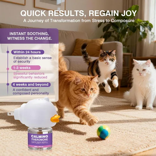 Vista 6 de Tcllka Cat Calming Pheromone Diffuser Effectively Relieve Anxiety Stress Cat Calming Diffuser Comfort for Cats Refill Reduce Fighting Spraying and