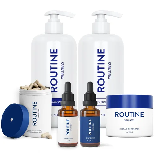 Vista 10 de Paquete Routine Wellness - Juego de Champú y Acondicionador para Cabello Fino, Dos Sueros para la Salud del Cuero Cabelludo, Suplemento